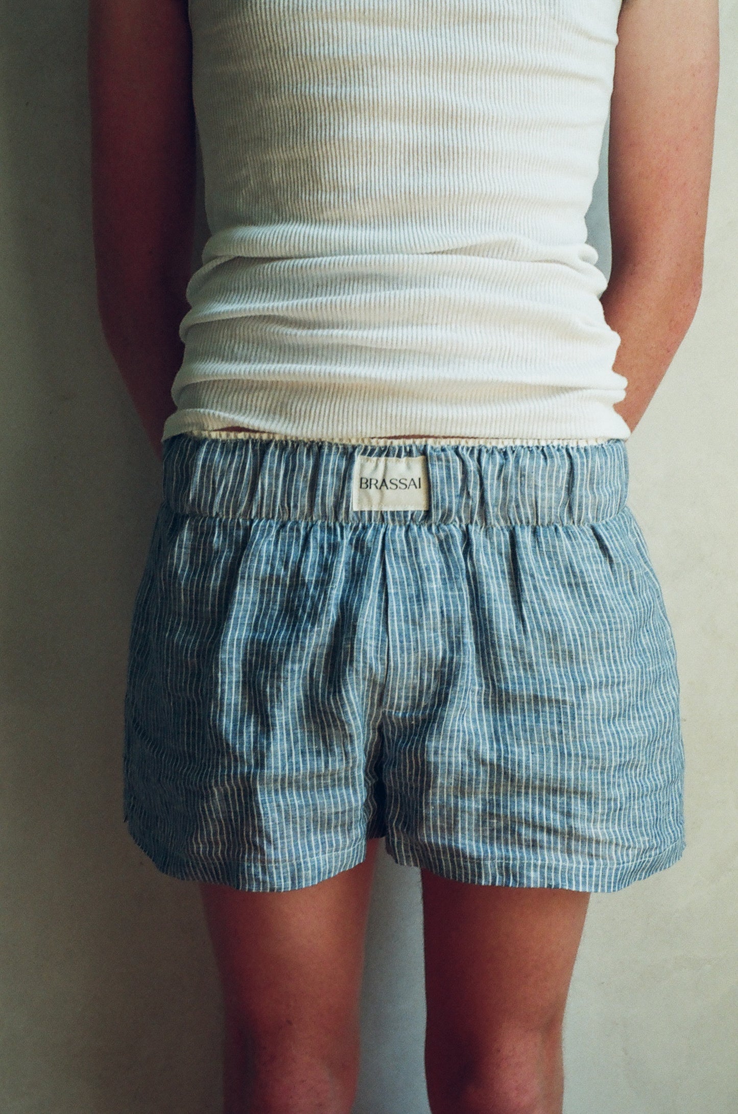 Blue Striped Linen Boxer